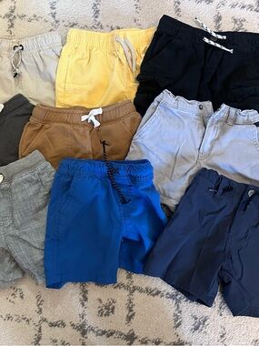 Kids Cotton Drawstring Shorts - Blue, Navy, Yellow, Black, Tan, Gray